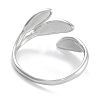 Leaf Rack Plating Brass Open Cuff Rings for Women RJEW-Z059-23P-3