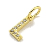 Letter Brass Micro Pave Clear Cubic Zirconia Pendants KK-K354-06G-L-2