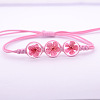 Transparent Glass Dried Flower Flat Round Beads Braided Bead Bracelets FS-WG4C602-04-1