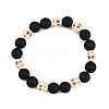 2Pcs Natural Lava Rock & Synthetic Turquoise Beads Stretch Bracelets for Men Women BJEW-JB12131-4