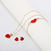 Heart Alloy Enamel Link Bracelets & Stud Earrings & Pendant Necklaces for Women FS-WG7E308-03-1