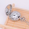 Alloy Flat Round with Cat Printed Porcelain Openable Pendant Necklace Quartz Pocket Watch WACH-M126-33-3