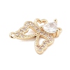 Brass Pave Clear Cubic Zirconia Hollow Connector Charms KK-Z061-03G-2