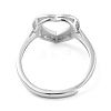 Heart Adjustable 925 Sterling Silver Ring Components STER-G042-05P-3