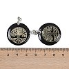 Natural Lava Rock Flat Round Pendants G-Q188-01P-15-3