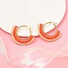 304 Stainless Steel & Bohemian Beaded Fan Hoop Earrings for Women EJEW-R001-01G-04-1