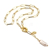 Natural Baroque Pearl Keshi Pearl Lariat Necklaces NJEW-JN03042-10