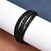 Braided Microfiber Leather Multi-strand Bracelets for Men BJEW-Z081-17P-3