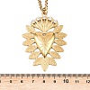 304 Stainless Steel Crystal Rhinestone Heart Pendant Wheat Chain Necklaces NJEW-P344-01G-5