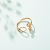 Copper Wire Wrap Ring and Vortex Open Cuff Ring for Women RJEW-JR00479-02-2