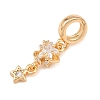 Brass Pave Clear Cubic Zirconia European Dangle Charms KK-K407-37G-2