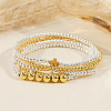 Brass Round Beaded Stretch Bracelet Sets YD0023-2