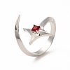 Red Cubic Zirconia Star Open Cuff Ring RJEW-C048-21P-1