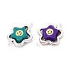 Polymer Clay Smiling Face Star Beads with CCB Plastic Frame Connector Charms CLAY-T022-27M-2