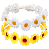 2Pcs 2 Colors Cloth Small Sunflowe Wreath Headband OHAR-CP0001-19-1