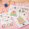 8Pcs 4 Styles Birthday Rectangle Paper Gift Bags with Rope Handles ABAG-TA0001-70-5