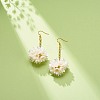 ABS Plastic Imitation Pearl Flower Long Dangle Earrings EJEW-JE05002-3