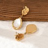 304 Stainless Steel Moonstone Teardrop Dangle Stud Earrings EJEW-M073-03G-5