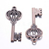 Red Copper Key Tibetan Style Pendant Rhinestone Settings X-TIBE-16047-R-NR-2