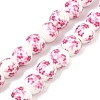 Handmade Flower Printed Porcelain Ceramic Beads Strands PORC-M005-8mm-03-1