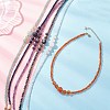 Natural Green Aventurine & Rose Quartz & Larvikite & Lapis Lazuli & Amethyst & Carnelian Round Graduated Beaded Necklaces NJEW-JN05654-1