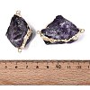 Raw Rough Natural Amethyst Nuggets Connector Charms G-Q606-08D-3