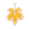 Glass Seed Beaded Maple Leaf Pendants PALLOY-MZ00889-01-1