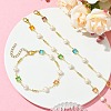 Brass & Glass & Natural Cultured Freshwater Pearl Link Bracelets for Women BJEW-JB14104-1
