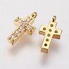 Brass Micro Pave Cubic Zirconia Tiny Cross Charms ZIRC-G133-06G-2