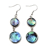 Brass Natural Abalone Shell Dangle Earrings EJEW-F388-01F-P-4