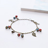 Vintage Alloy Bell Leaf and Porcelain Rondelle Beads Tassel Anklets for Women FS-WG4AD9F-01-1