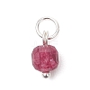 Natural Colorful Tourmaline Table Cut Cube Charms with 304 Stainless Steel Findings PALLOY-JF04875-3