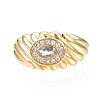 Cubic Zirconia Oval Chunky Open Cuff Ring for Women RJEW-N035-096C-1