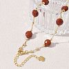 Natural Red Jasper Faceted Flat Round Beaded Chain Necklaces with Matte Brass Beads GG-CBA37F5-01G-01-2