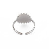 Non-Tarnish 304 Stainless Steel Flat Round with Initial Letter Open Cuff Ring for Men Women RJEW-S405-246P-C-2