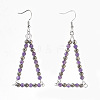 Natural Amethyst Beads Dangle Earrings EJEW-JE02810-08-1