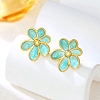 Valentine's Day 304 Stainless Steel Enamel Stud Earrings for Women EJEW-K331-01G-02-1
