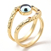 Resin Evil Eye Open Cuff Ring with Cubic Zirconia RJEW-E069-02G-07-1