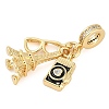 Rack Plating Brass Clear Cubic Zirconia European Dangle Charms KK-P287-18F-G-2