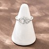 Brass Micro Pave Cubic Zirconia Cuff Open Rings for Women RJEW-C153-04P-3