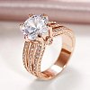 Brass Micro Pave Cubic Zirconia Finger Rings for Women FS-WGB56BB-17-1