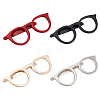 BENECREAT 4Pcs 4 Colors Alloy Glasses Frame Shape Tie Clip for Clothes Dresses Decoration JEWB-BC0001-10-1