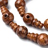 Dyed Natural Fossil 3-Hole Guru Bead Strands G-K149-51A-3