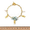 Ocean Alloy Fish Multi-Charm Bracelets with Natural Larimar Chip Beads BJEW-JB14272-4