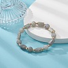 Natural Labradorite Column & Round Stretch Bracelet for Women BJEW-JB09351-02-3