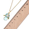 2Pcs 2 Colors Alloy Enamel & ABS Imitation Pearl & Glass Flower Pendant 304 Stainless Steel Cable Chain for Women NJEW-JN05992-5