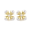 Brass with Resin Imitation Pearl Stud Earrings EJEW-B046-01G-2