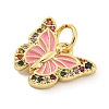 Rack Plating Brass Micro Pave Cubic Zirconia with Enamel Charms KK-Q814-23G-02-2
