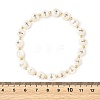 Natural Freshwater Shell Flat Round with Cross Beaded Stretch Bracelets for Women BJEW-JB14238-4