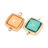 CCB Plastic Frame with Polymer Clay Letter Beads Square Links Connector Charms KK-D103-07G-2